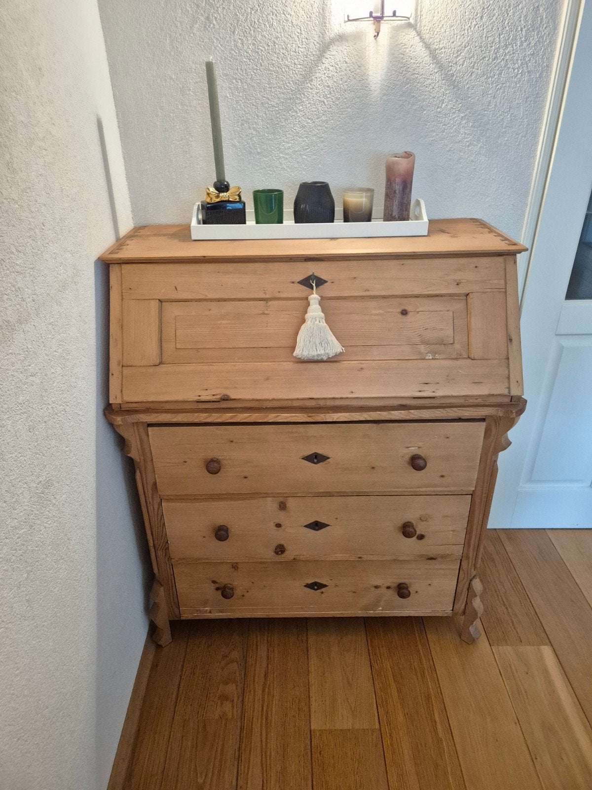 Authentieke/antieke grenen klepsecretaire, Ophalen, Gebruikt