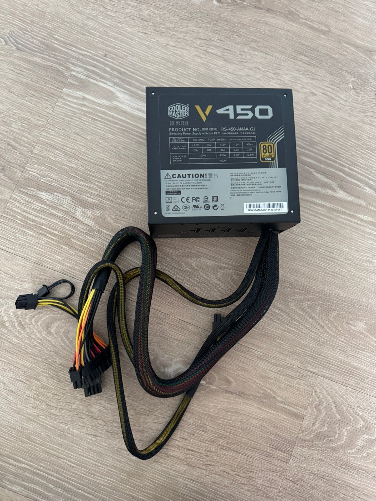 Cooler Master V450S 450W voeding – 80+ Gold, semi-modulair, Computers en Software, Ophalen of Verzenden, Zo goed als nieuw