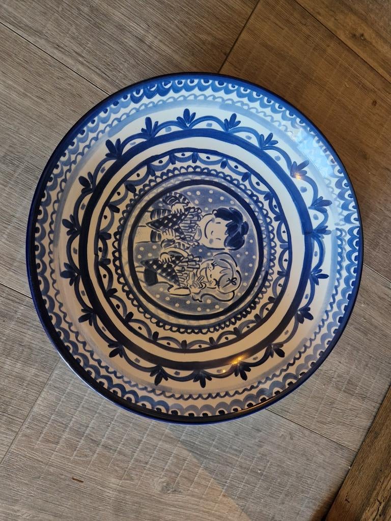 Blond Amsterdam fruitschaal met Delfts blauw-achtig patroon, Huis en Inrichting, Keuken | Servies, Ophalen, Aardewerk, Blond Amsterdam