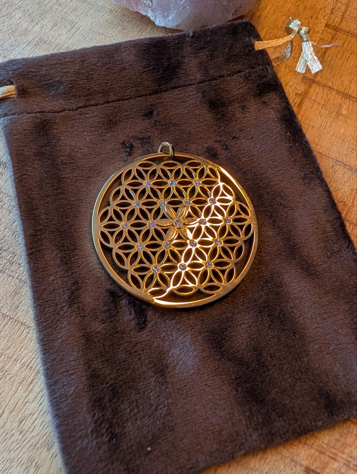 Energetic hanger flower of life goud  NIEUW!!!!, Ophalen of Verzenden, Nieuw, Met strass