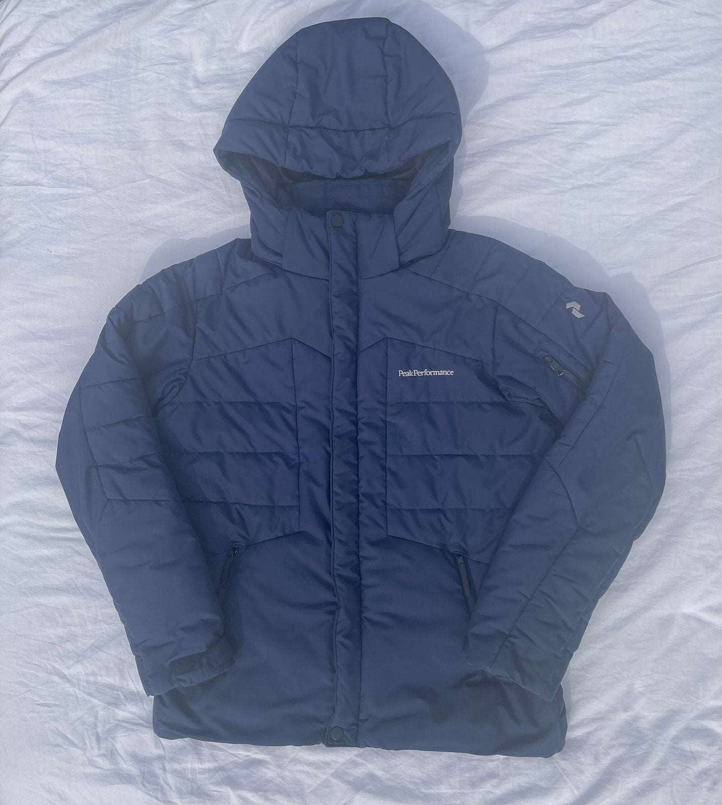 Donkerblauwe Peak performance skijas, Kinderen en Baby's, Ophalen of Verzenden, Zo goed als nieuw, Jongen, Jas