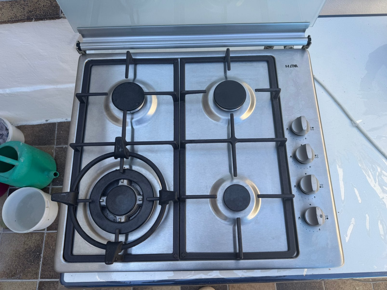 Zilvere Gasstel | ETNA | Met Gasslang | Wokbrander, Witgoed en Apparatuur, Kookplaten, Ophalen, Gebruikt, 4 kookzones, Gas