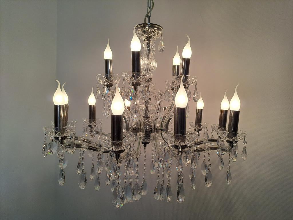 Prachtige Kroonluchter Maria Therese met 15 Lichtpunten, Ophalen, Zo goed als nieuw, Glas, Klassiek, Maria Therese