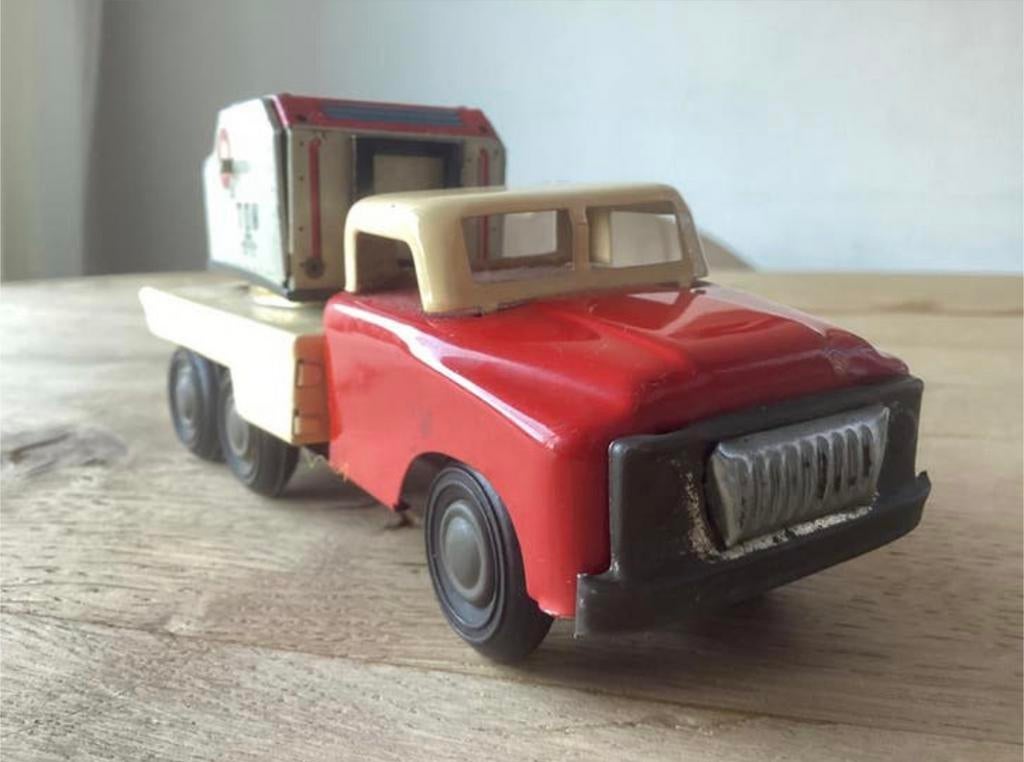 Blikken service truck met kraan – 24 Service – jaren 60/70, Ophalen of Verzenden