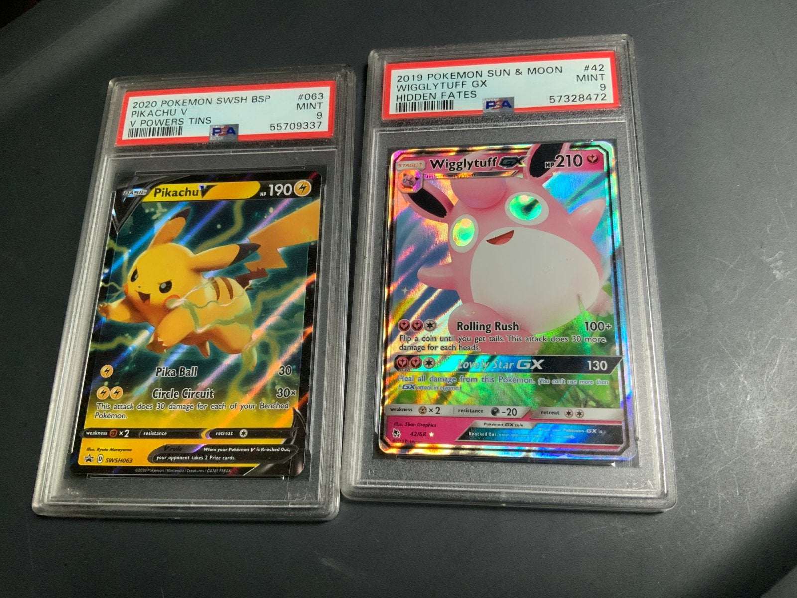PSA 9 Pokemon Kaarten: Pikachu V & Wigglytuff GX, Ophalen, Nieuw, Meerdere kaarten, Foil