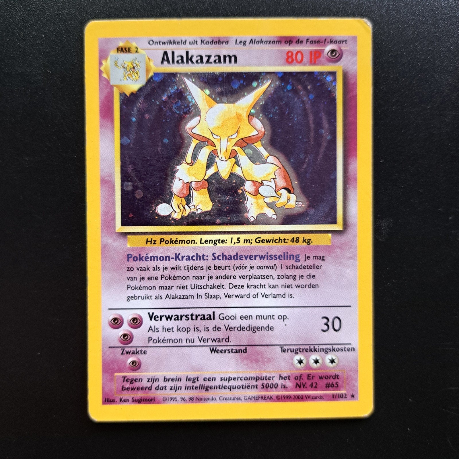 Pokemon Alakazam base set nederlands, Ophalen of Verzenden, Zo goed als nieuw