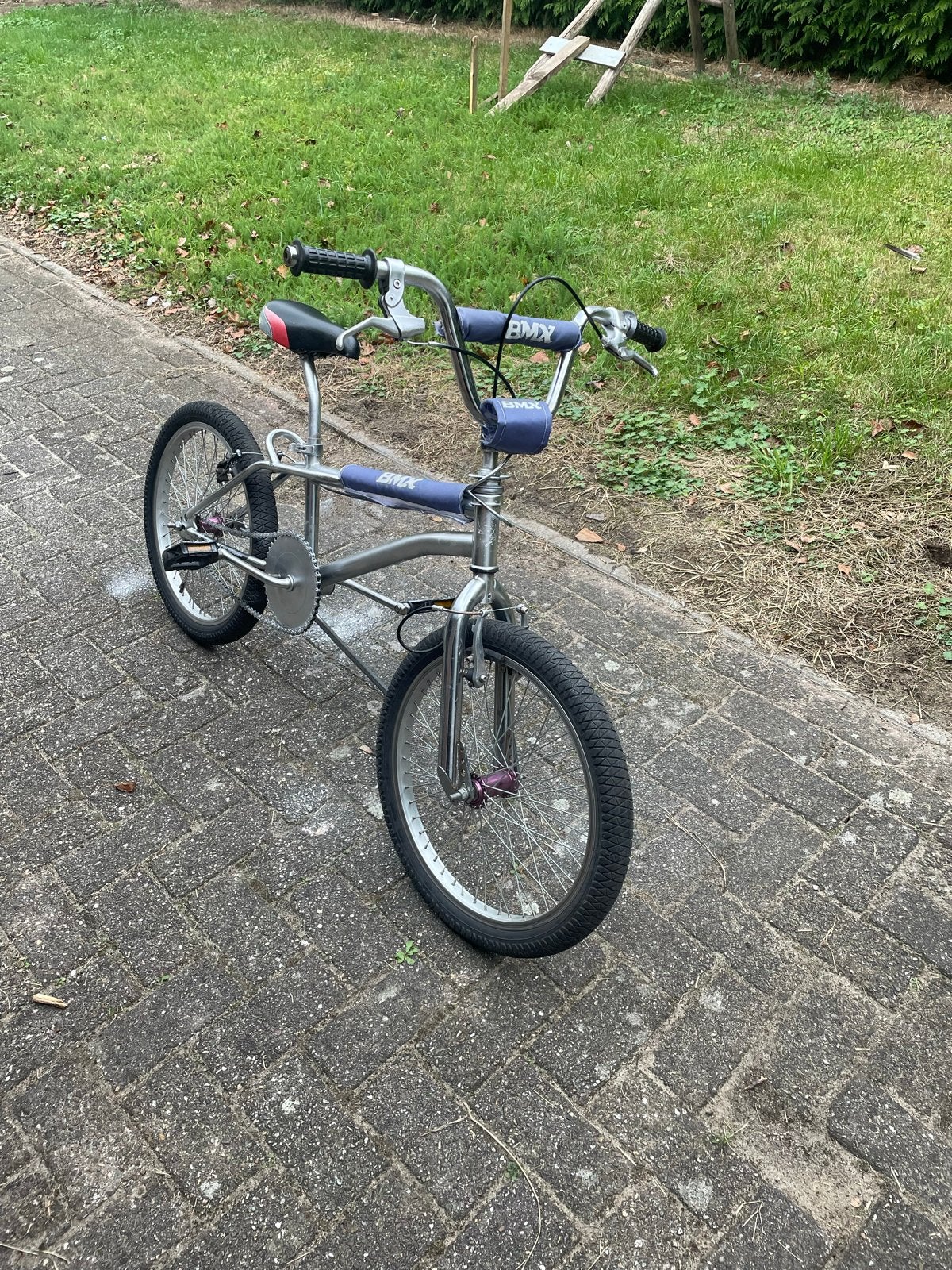 BMX fiets - Zilverkleurig met paarse accenten, Ophalen, Gebruikt, Staal, Velgrem