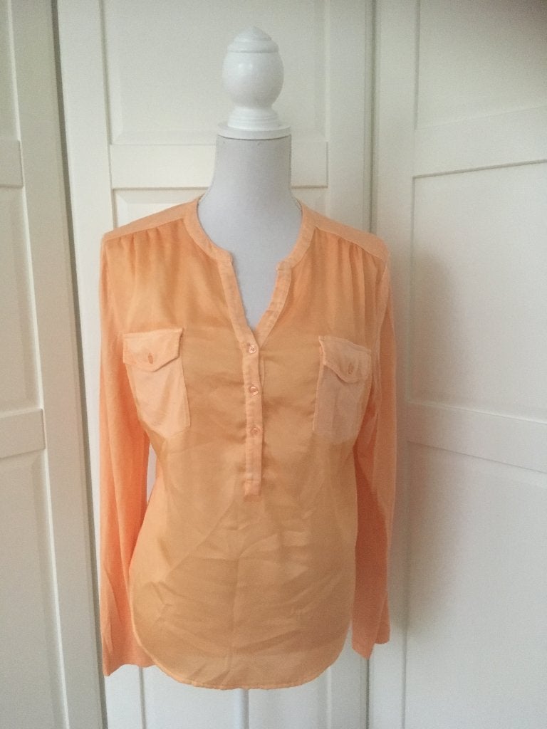 Laura di Sarpi perzikkleurige longsleeve top, maat 42 L = XL, Maat 42/44 (L), Oranje, Ophalen of Verzenden, Lange mouw