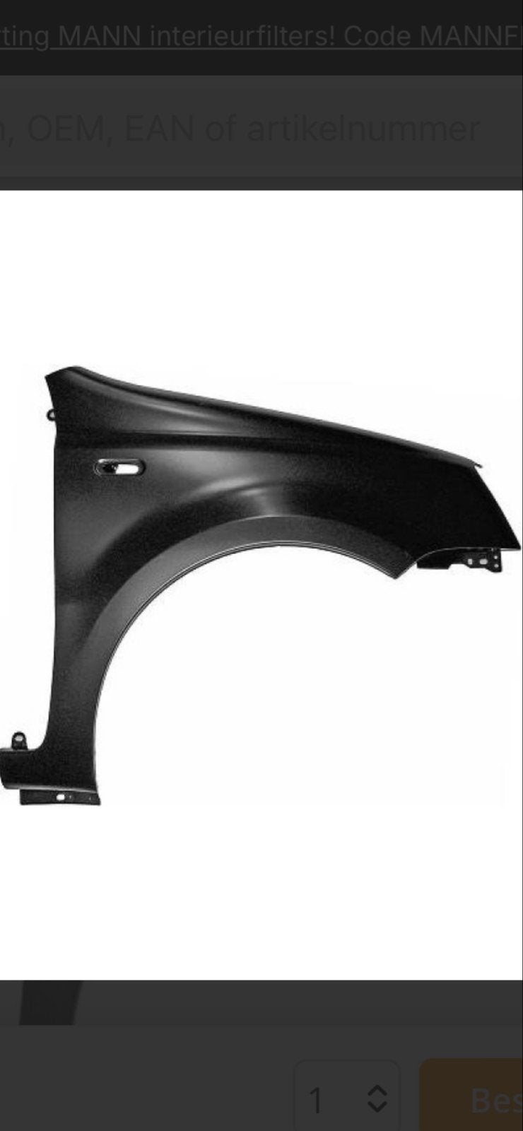 Spatbord rechtsvoor Fiat Panda 2004-2011, Voor, Nieuw, Ophalen of Verzenden, Spatbord