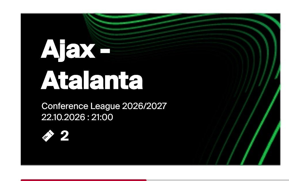 2 kaarten Ajax-Atalanta (eerste ring)