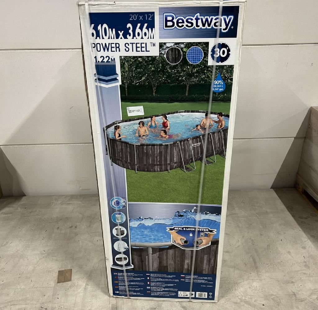 Nieuw - Zwembad - Bestway Power Steel - 610x366x122 cm, Ovaal, Ophalen, 120 cm of meer, 300 cm of meer