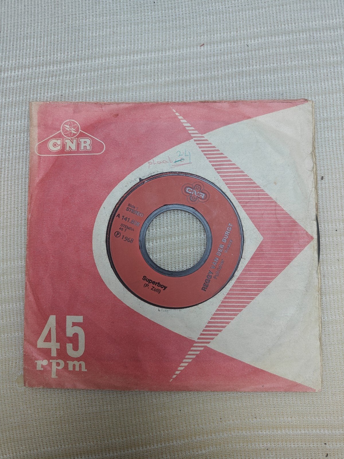 Reggy van der Burst - Superboy (1968) 45 toeren single, Ophalen of Verzenden, Gebruikt, 7 inch, EP
