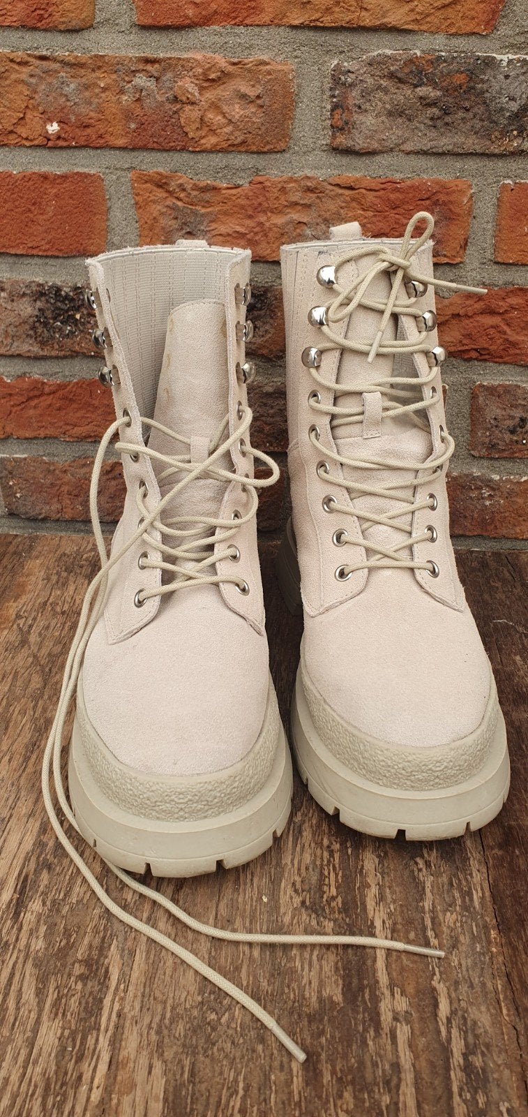 Lascana Leren Laarzen Maat 38, Hoge laarzen, Lascana, Beige, Ophalen of Verzenden
