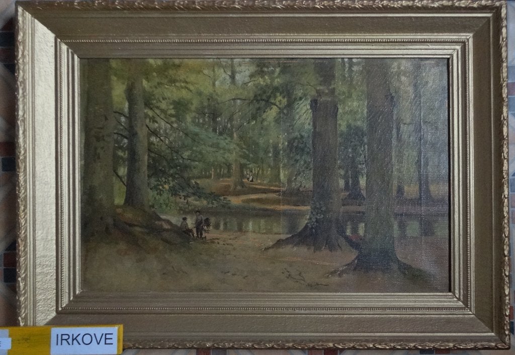 BOS DOORKIJKJE * OLIEVERF OP LINNEN * GRAAG LEZEN en Meten !, Ophalen, Doek, Bijzondere lijst, Landschap