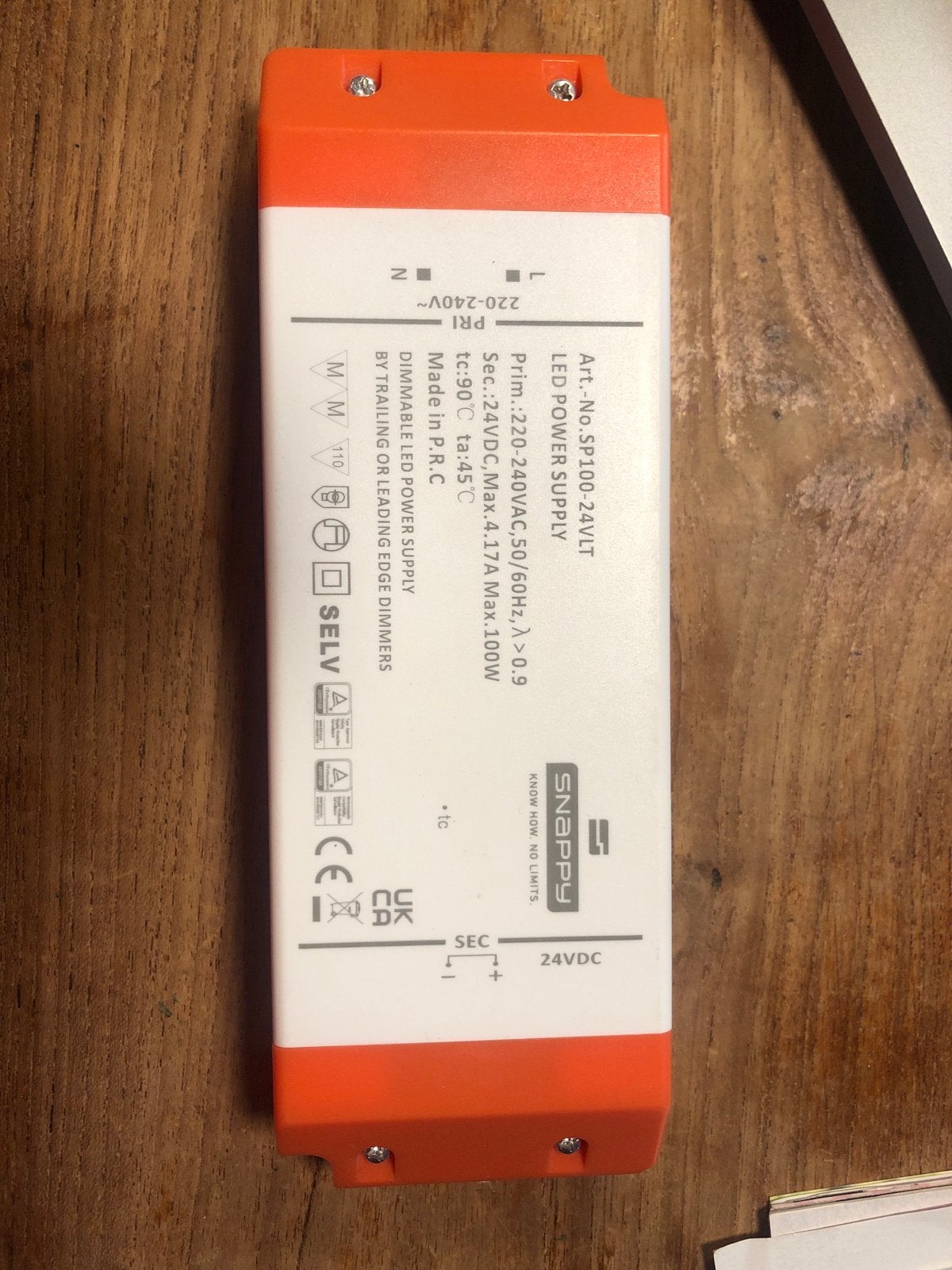 Snappy SP100-24VLT Dimbare LED Voeding 24V 100W, Dimbaar, Ophalen of Verzenden, Nieuw, Overige merken
