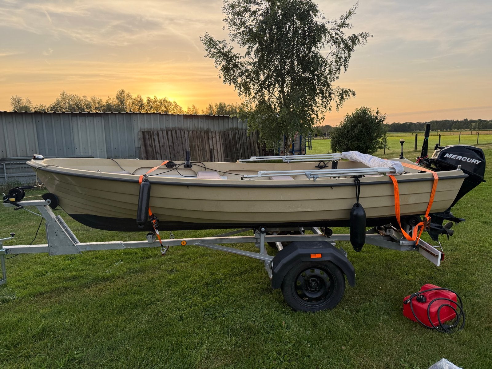 Complete Rana 15 boot met 15pk Mercury motor en trailer, Watersport en Boten, Ophalen, Gebruikt, Overige typen, Motorboot