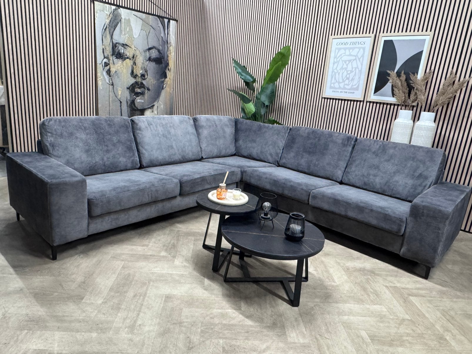 ZGAN Luxe Velvet Velous Hoekbank - Antraciet - 290 x 290