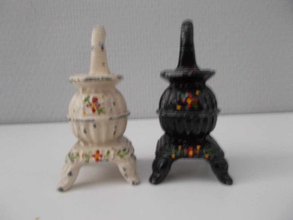 Vintage gietijzeren kachel zout- en peperstel, Gebruikt, Overige merken, Overige typen, Vintage