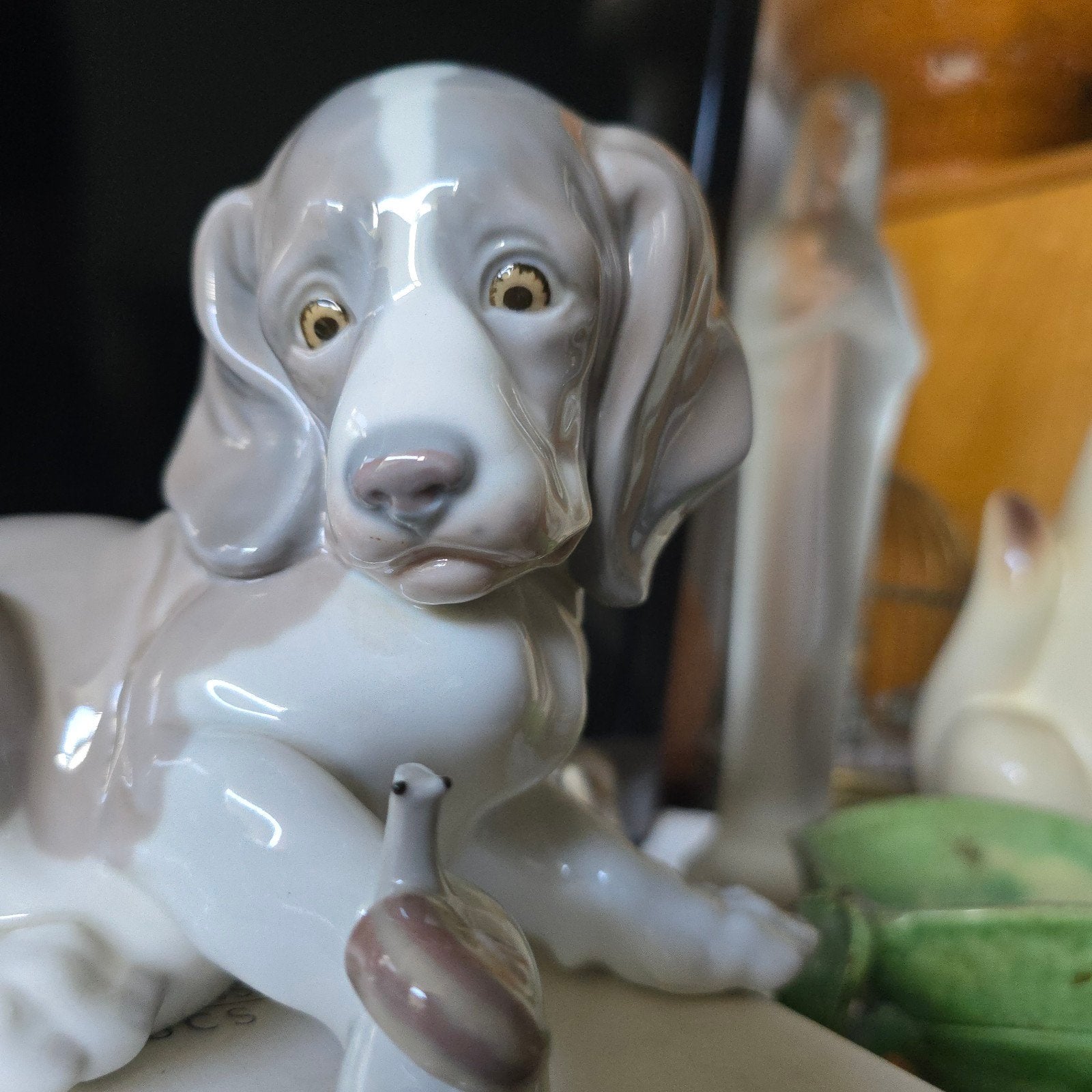 Lladró porselein beeldje: puppy with snail, Ophalen of Verzenden
