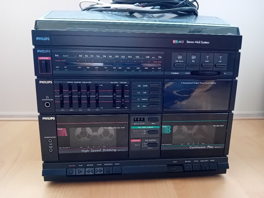 Stereo midi system Philips F 1463 met platenspeler, Audio, Tv en Foto, Ophalen, Gebruikt, Cassettedeck, Philips