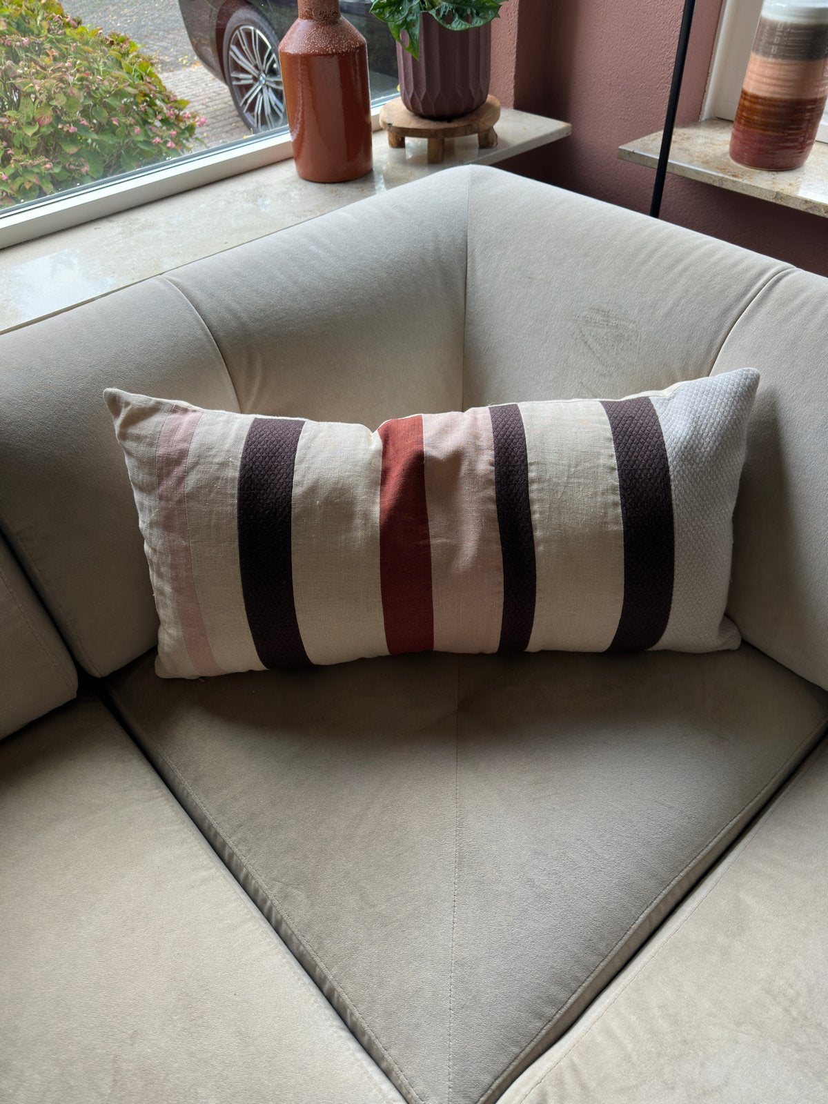 HK living kussen met strepen, Overige merken, Gebruikt, Meerkleurig, Met print