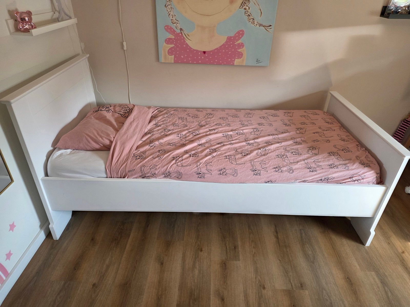Kinderbed 90x200 wit - Goede staat, Huis en Inrichting, Slaapkamer | Bedden, Ophalen, Gebruikt, 90 cm, Eenpersoons
