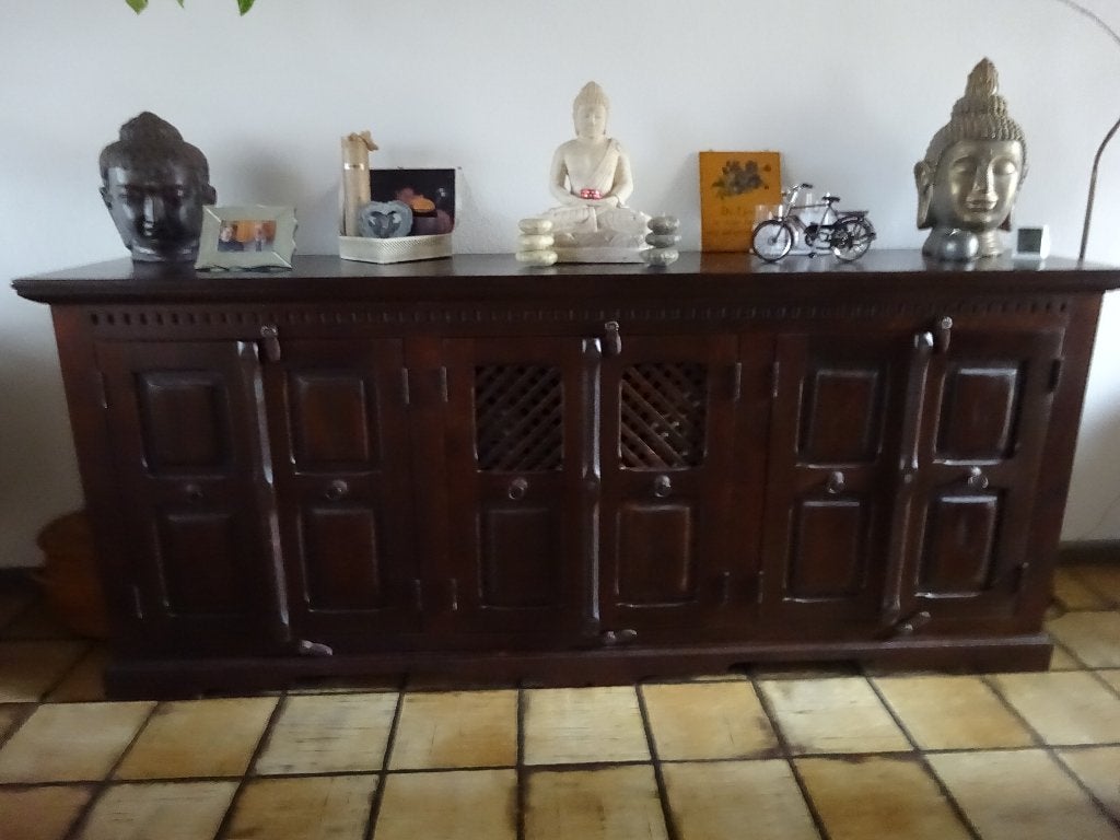 koloniale houten dressoir te koop, Huis en Inrichting, Kasten | Dressoirs, Ophalen, Koloniaal, 200 cm of meer, Overige houtsoorten