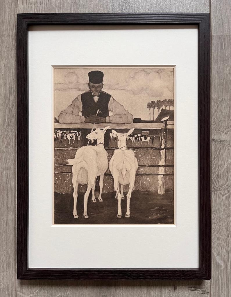 Jan Mankes 1889-1920 / Heliogravure Vader met Geitjes 1923, Antiek en Kunst, Kunst | Etsen en Gravures, Ophalen of Verzenden