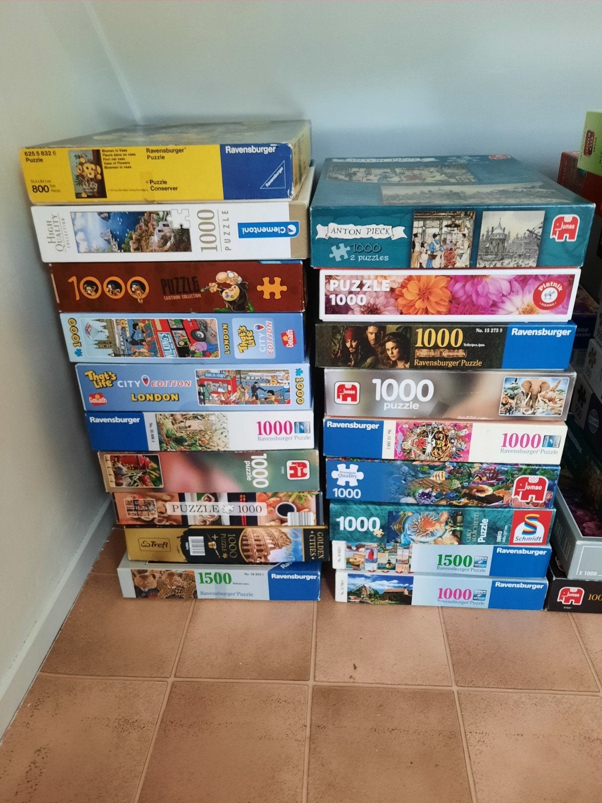 63 legpuzzels alleen ophalen, Ophalen, 500 t/m 1500 stukjes, Zo goed als nieuw