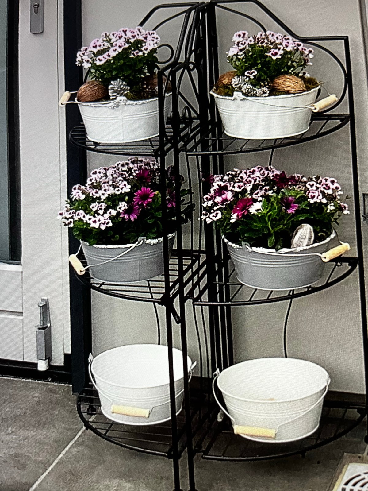 Metalen bloemenrek  - Zwart, Tuin en Terras, Ophalen of Verzenden, Zo goed als nieuw, Binnen, Metaal
