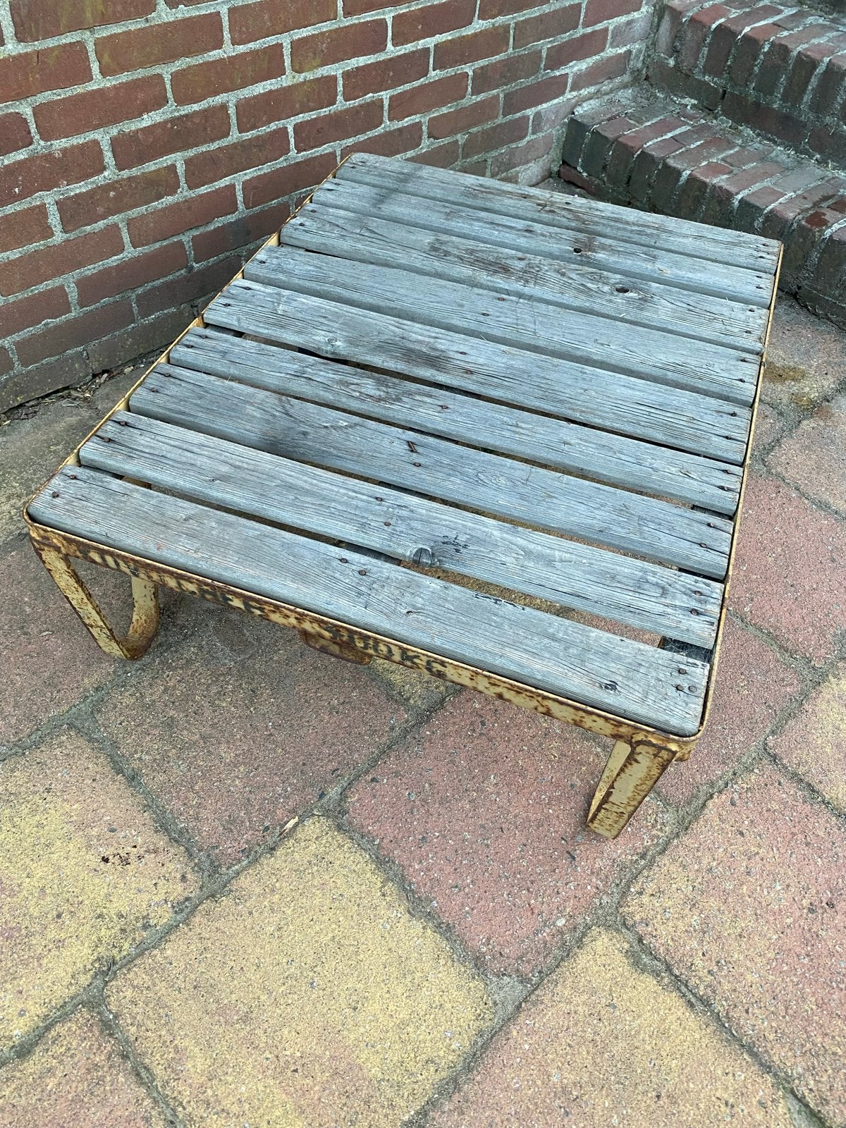 Stoere vintage industriële palletwagen - salontafel, Ophalen