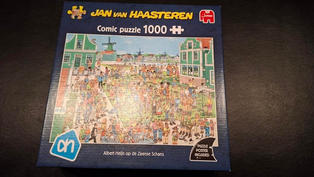 Jan van Haasteren Albert Heijn op de Zaanse Schans 1000 stuk, Hobby en Vrije tijd, Ophalen of Verzenden, 500 t/m 1500 stukjes