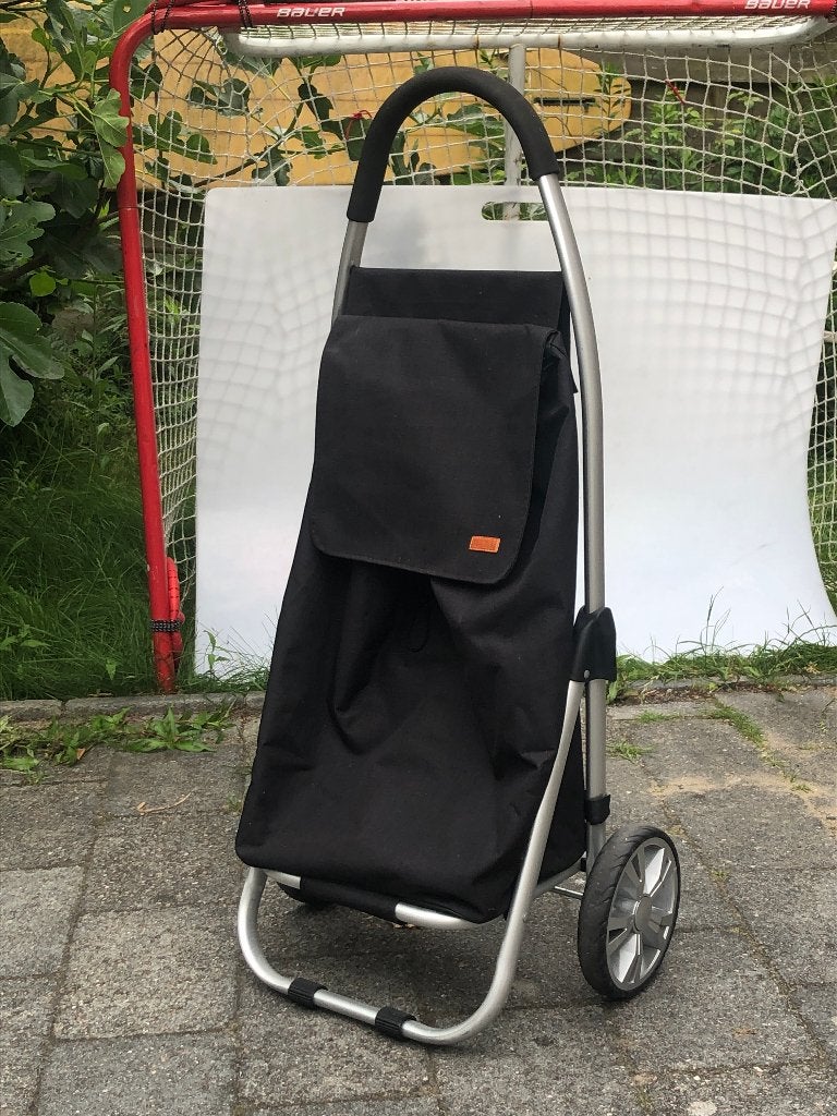 Opvouwbare boodschappen trolley boodschappenkarretje, Wieltjes, 30 cm of meer, Gebruikt, Zwart