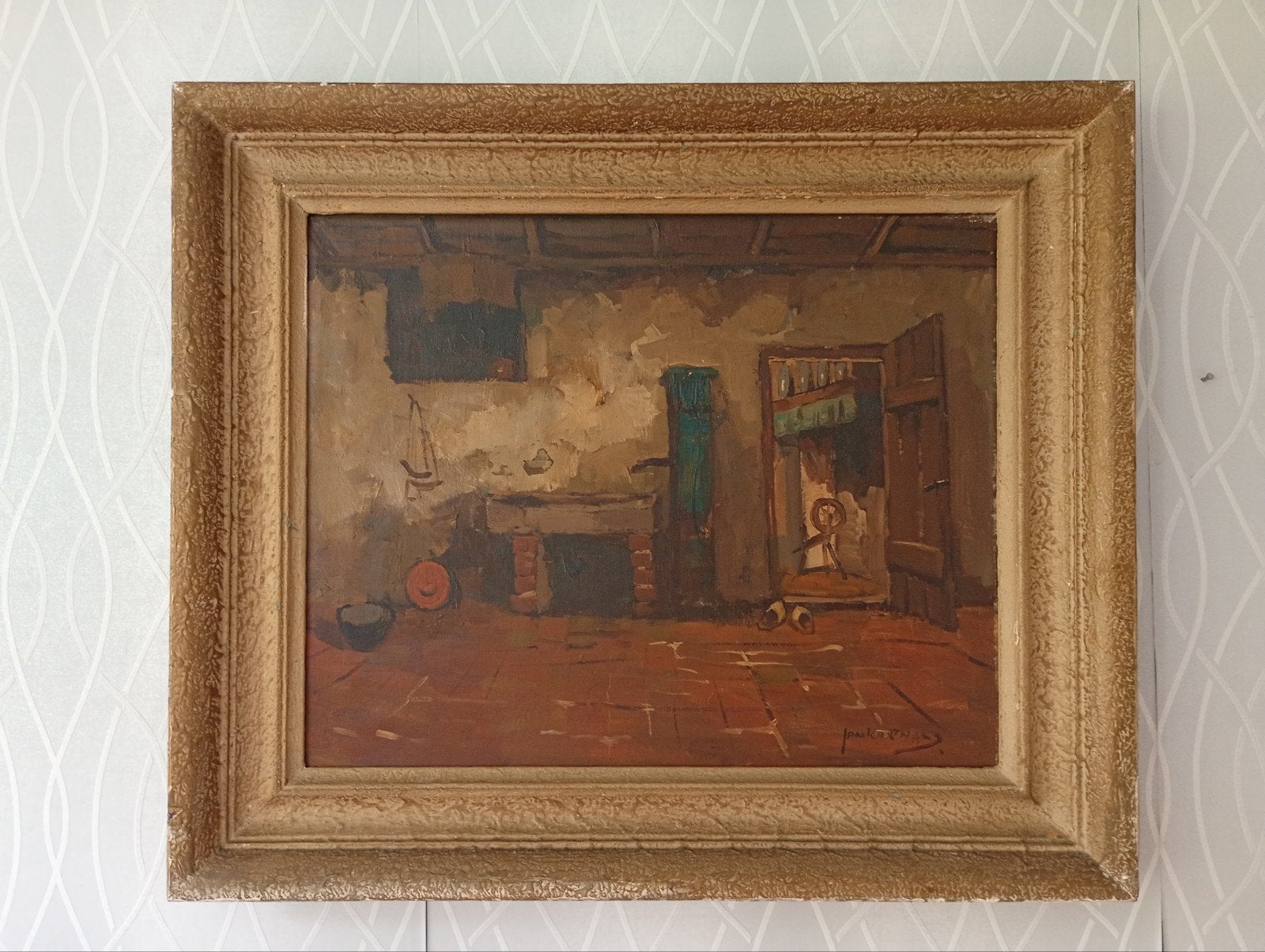 Jan Korthals (1916-1972) - Brabantsch interieur, Ophalen of Verzenden
