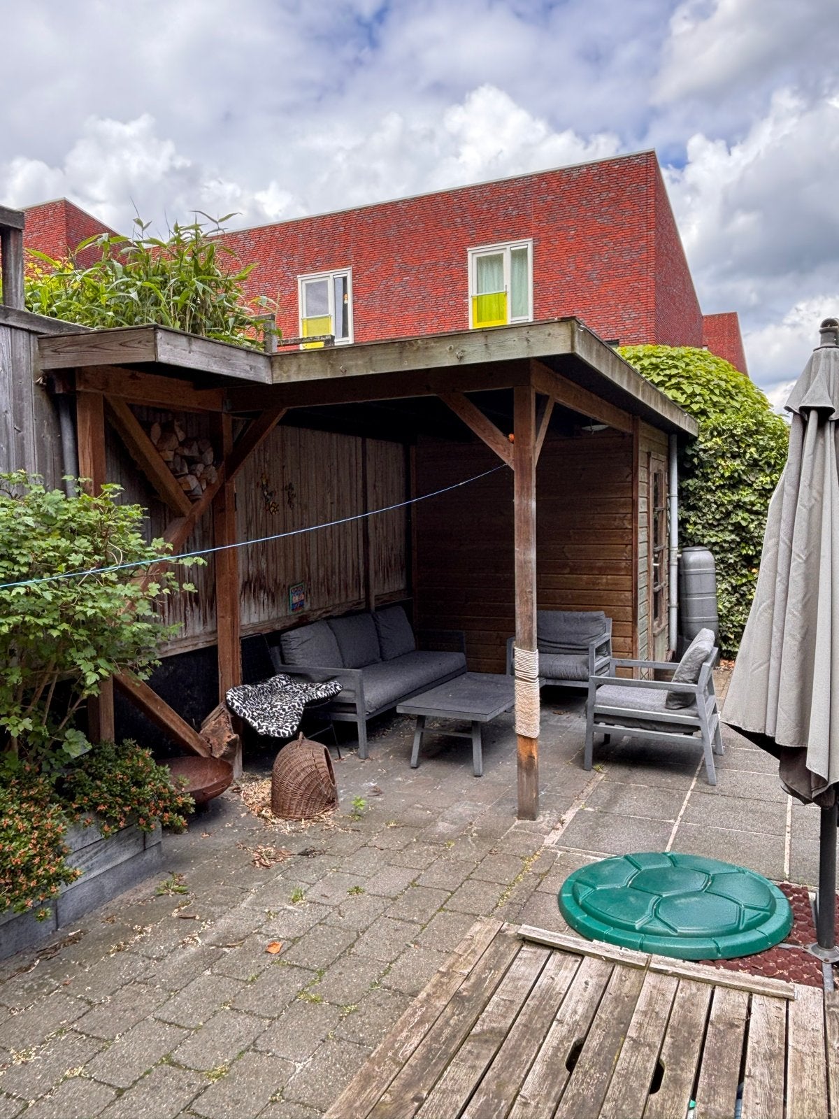 Houten overkapping met berging, Ophalen, Gebruikt, Hout, Overige typen