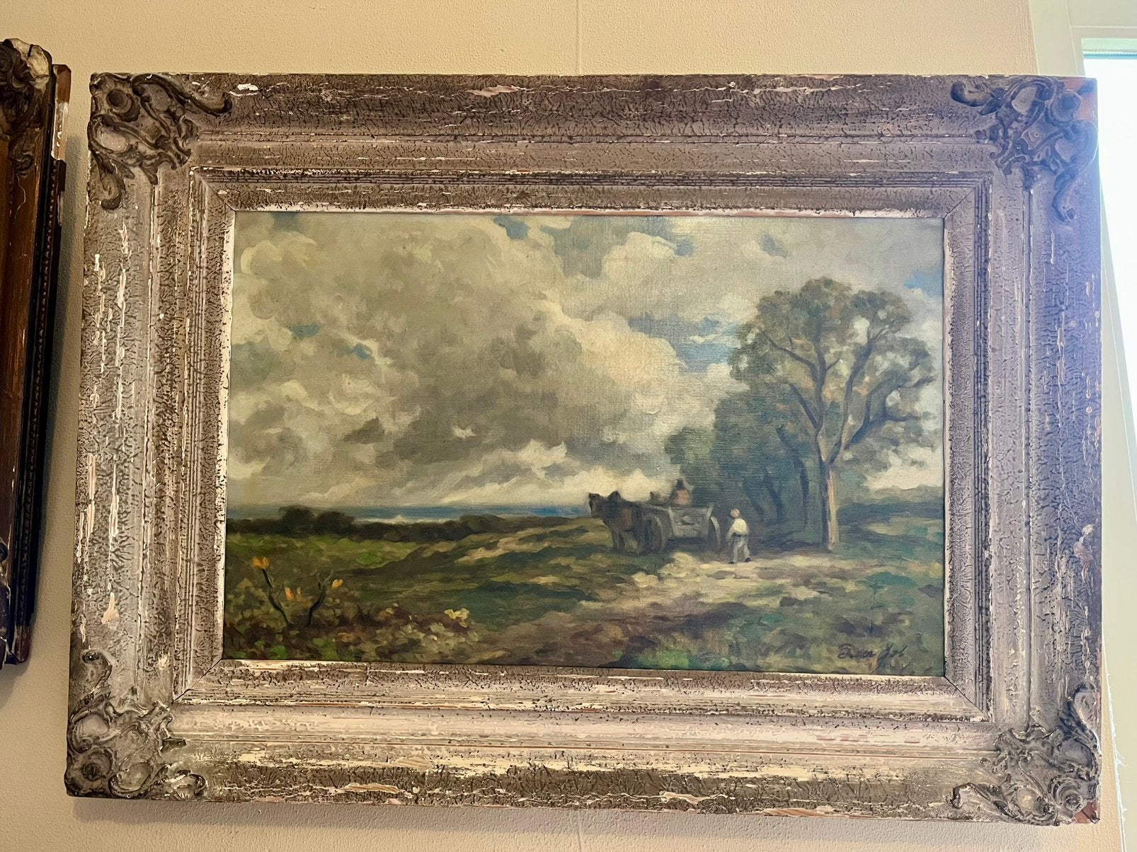 Nog heel mooi oud  olieverf schilderij Peter Job, Ophalen, Doek, Landschap, Olieverf