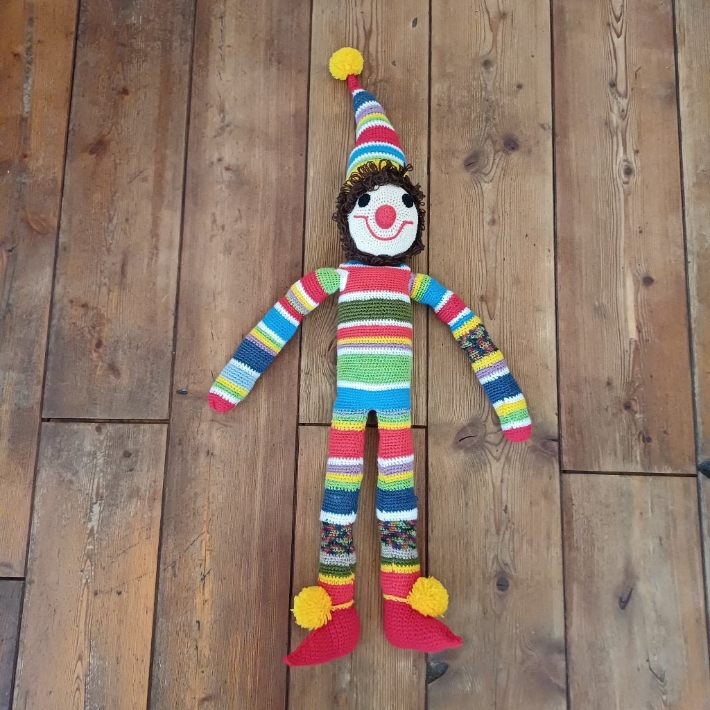 Grote gehaakte clown pop - 95 cm, Ophalen of Verzenden, Zo goed als nieuw, Overige typen