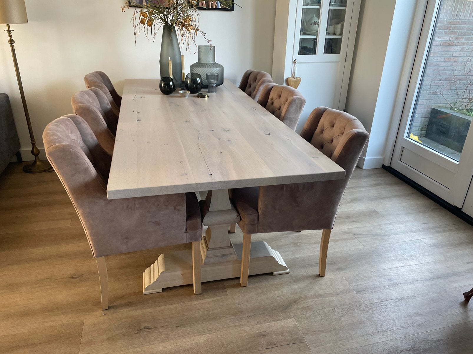 Kloostertafel zonder stoelen, Bruin, Ophalen of Verzenden, Zo goed als nieuw, Vijf, Zes of meer stoelen
