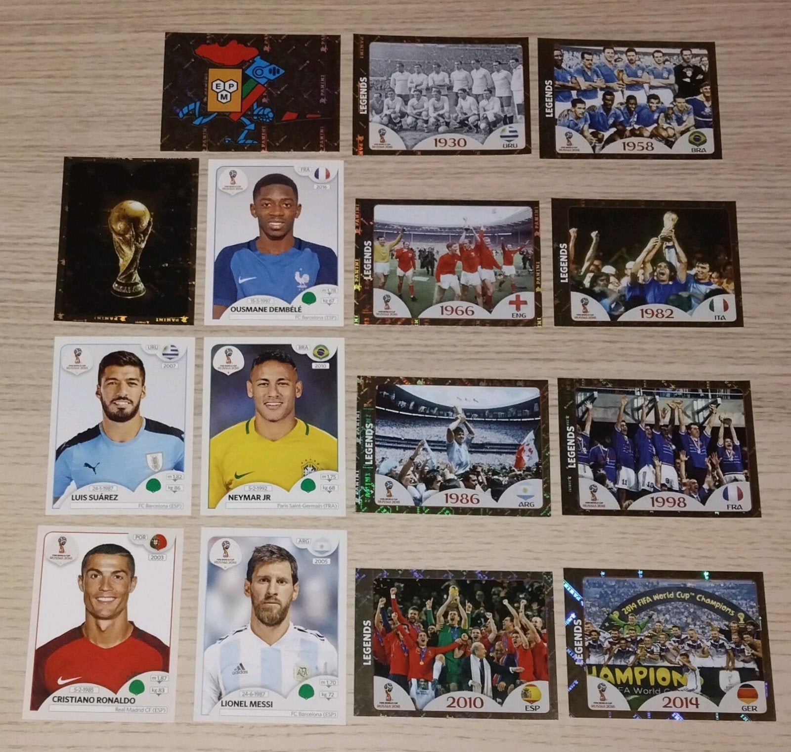 Panini Maradona Pele Messi Ronaldo Neymar Suarez Dembele, Ophalen, Nieuw, Meerdere stickers