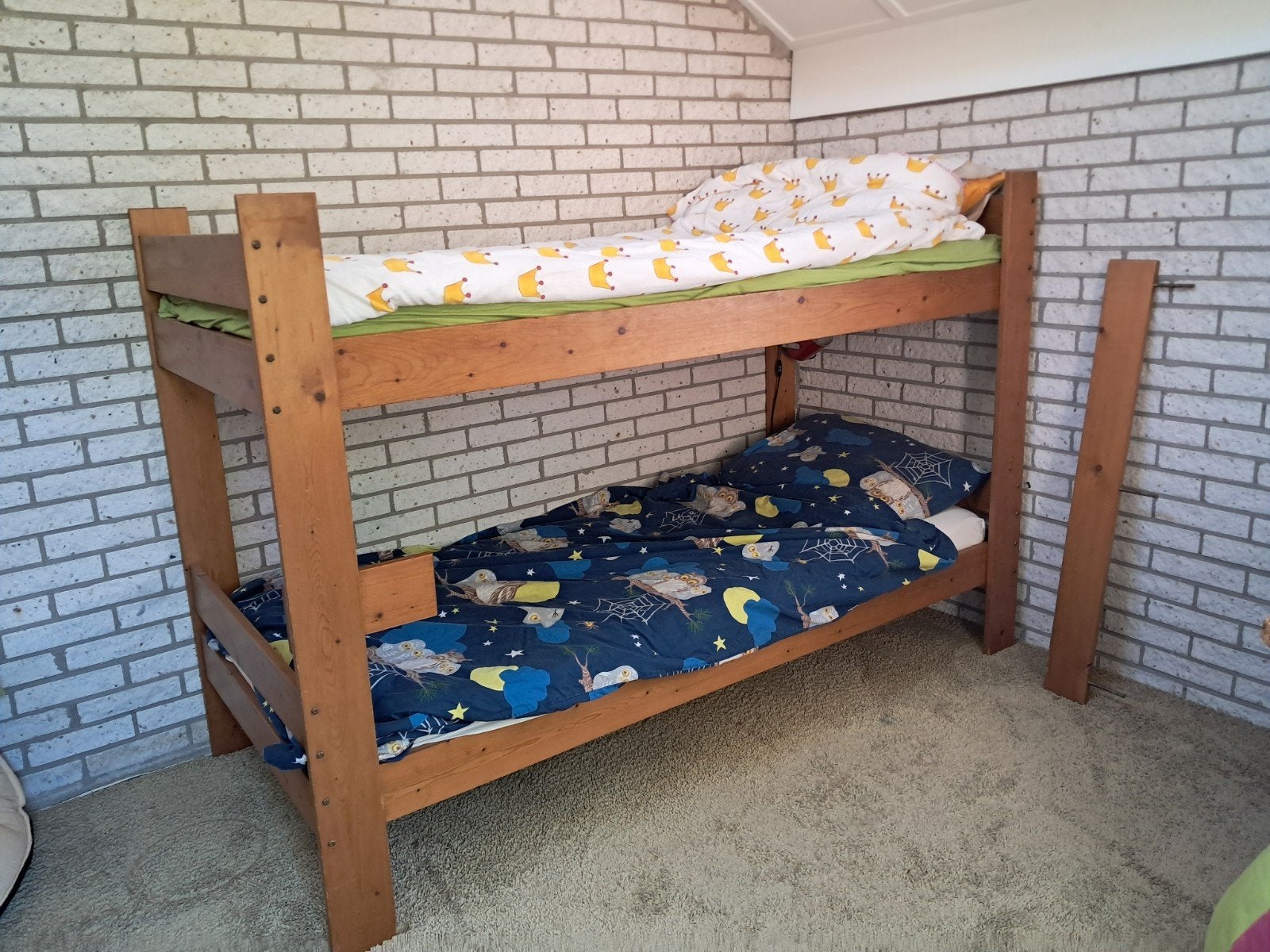 Stapelbed met afneembaar rekje - 133x200 cm, Ophalen, Zo goed als nieuw, Tweepersoons, Stapelbed
