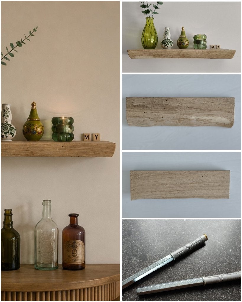 Zwevende eiken wandplank houten decoratie schap 42cm #295, Houtatelier M.Y., Info@myhoutatelier.nl, Nieuw, Ophalen of Verzenden