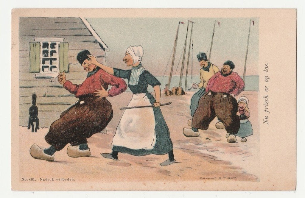 Tafereel in Volendam.  Meer dan 121 jaar oude kaart., Verzenden, Voor 1920, Ongelopen, Overige thema's