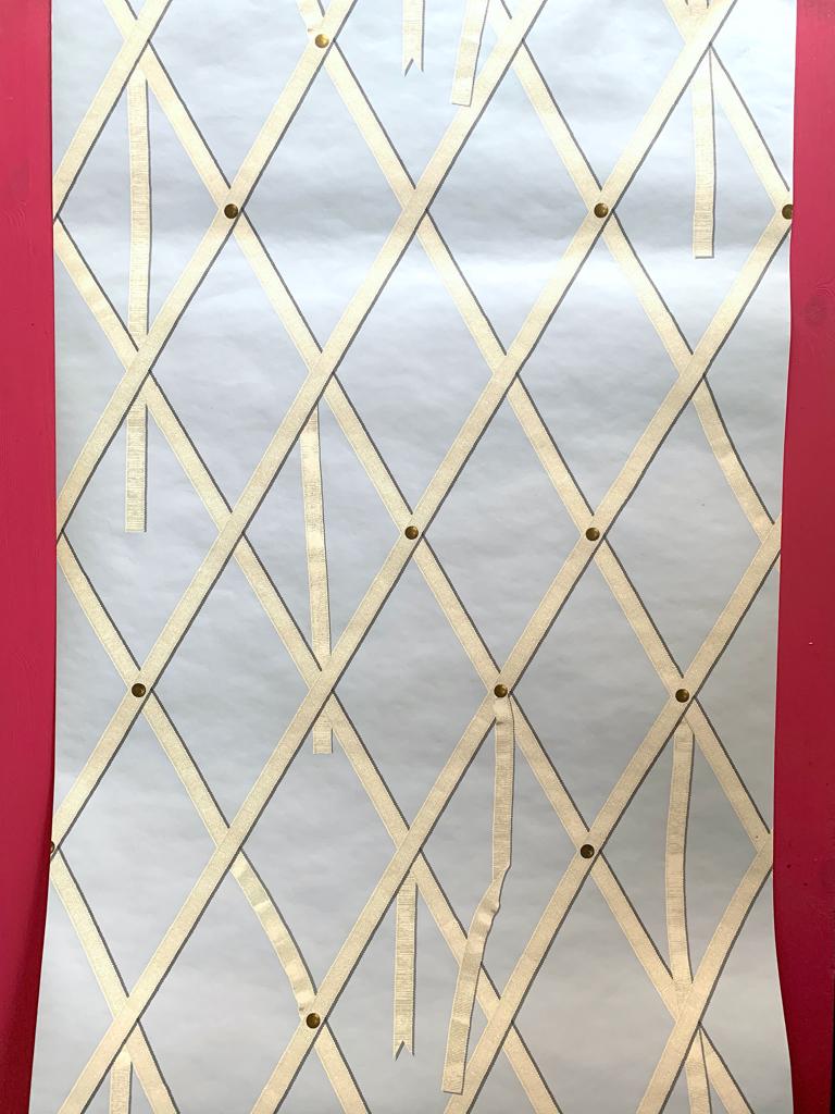 Behang van lint prikbord, Huis en Inrichting, Ophalen of Verzenden, Minder dan 10 m², Blauw