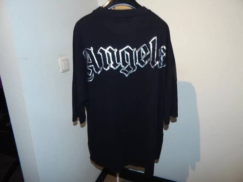 Palm Angels zwart shirt zilveren merk opdruk Als Nieuw XL, Palm Angels, Verzenden, Zwart, Maat 56/58 (XL)