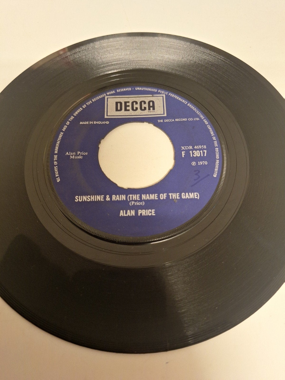 Alan Price - Sunshine & Rain ( the name of the game) 1970., Verzenden, 7 inch, Pop