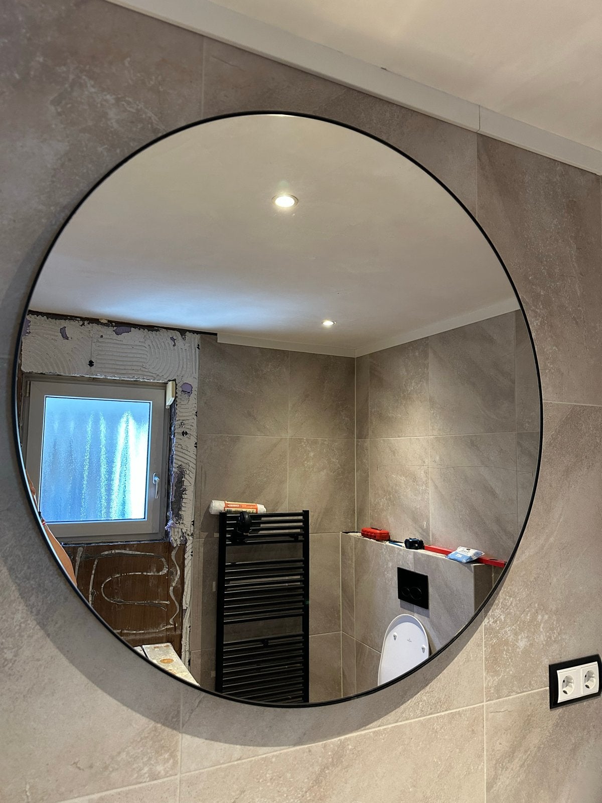 Ronde spiegel 100 cm doorsnee, 4 cm dikte, Huis en Inrichting, Woonaccessoires | Spiegels, Ophalen, Rond, Nieuw, 75 tot 100 cm