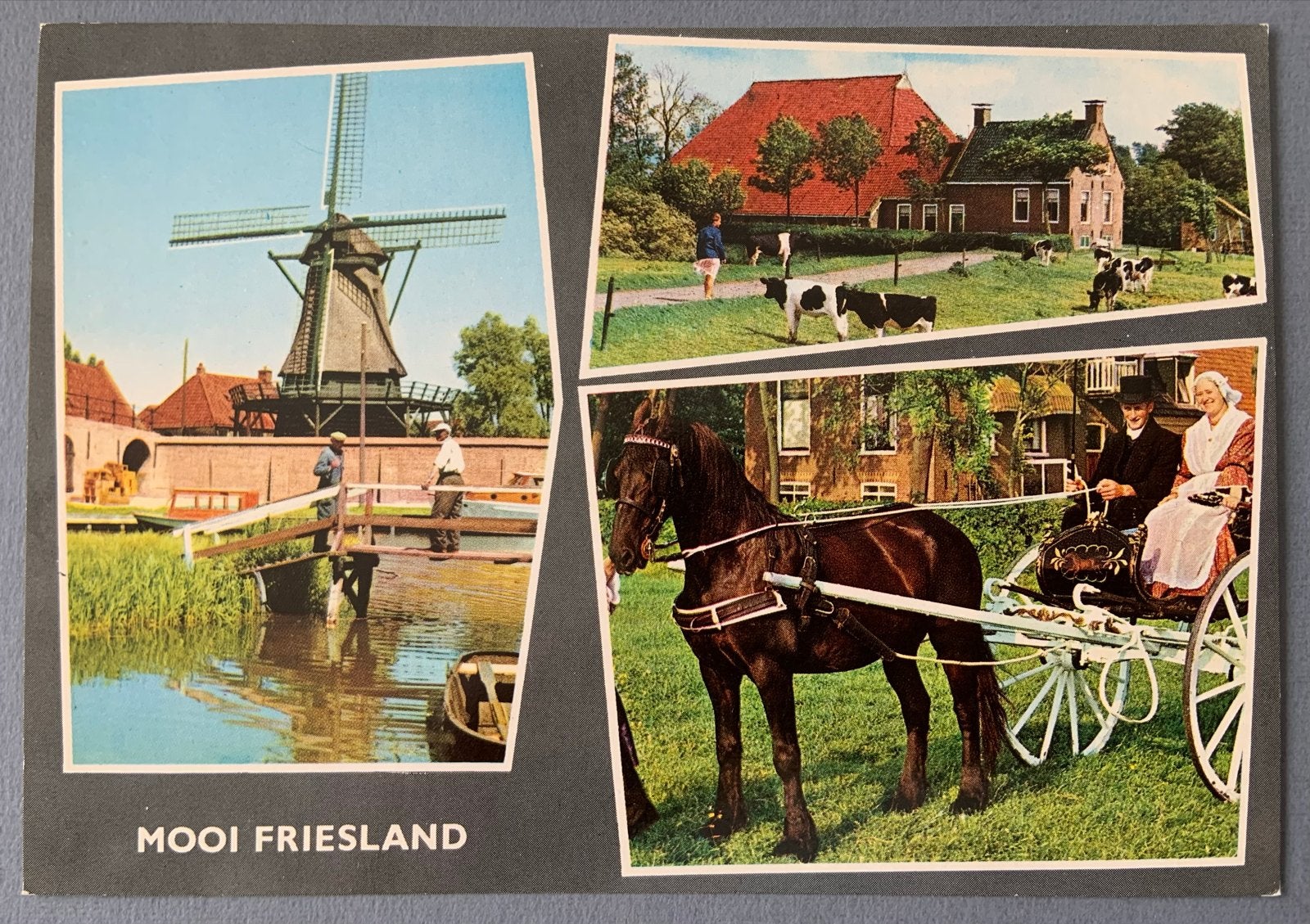 Mooi Friesland' met molen en paard en wagen, Ophalen of Verzenden, 1960 tot 1980, Ongelopen, Friesland