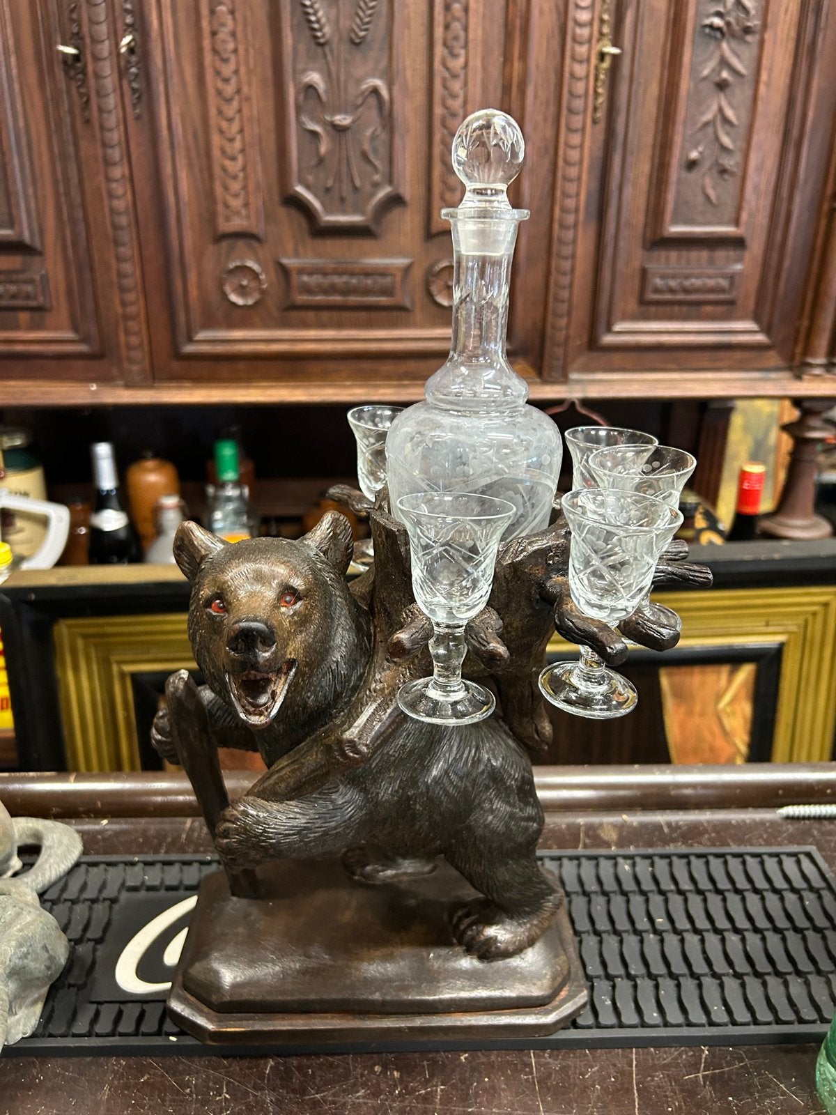 Zwarte Woud Beer met Karaf en Borrelglaasjes - Antiek, Antiek en Kunst, Ophalen of Verzenden