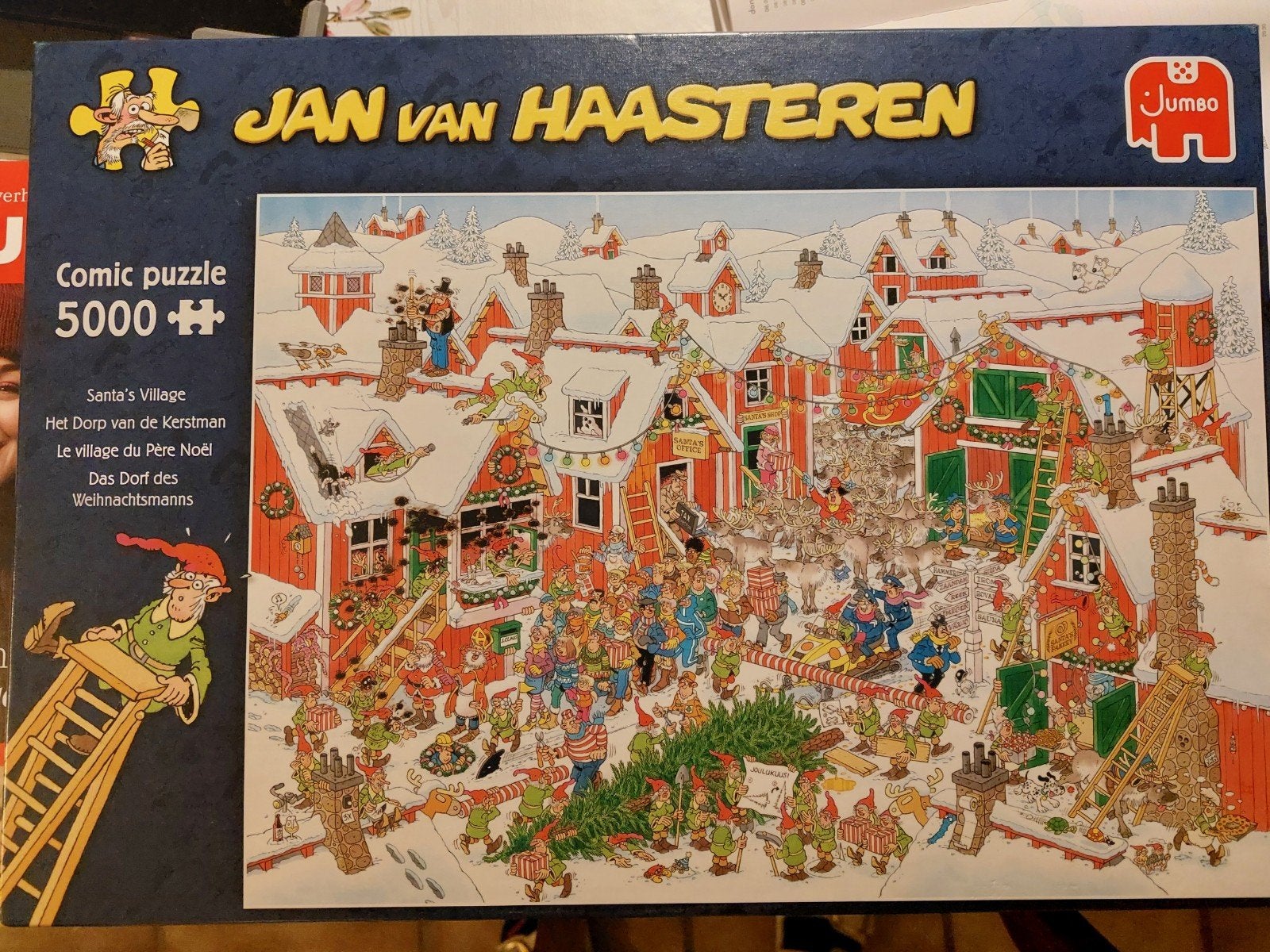 het dorp van de kerstman, Jan van Haasteren 5000 stukjes, Ophalen of Verzenden, Meer dan 1500 stukjes, Zo goed als nieuw, Legpuzzel