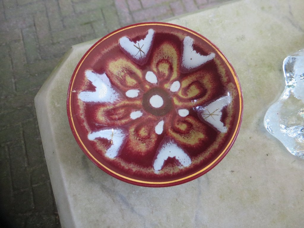 Goedewaagen Gouda aardewerk schaaltje, rood wit goud, Ophalen of Verzenden